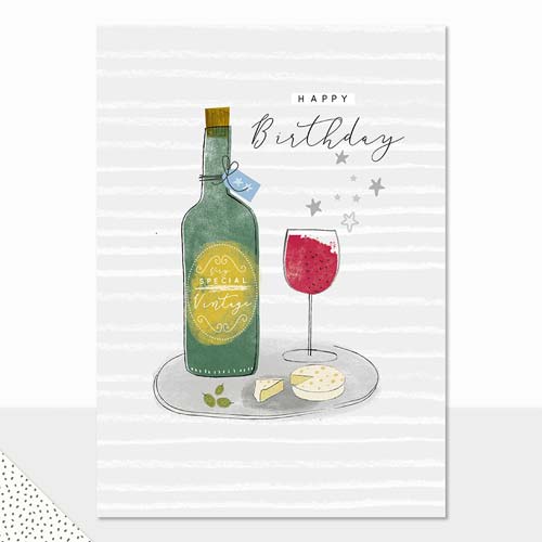 Happy Birthday Wine Bottle Greeting Card