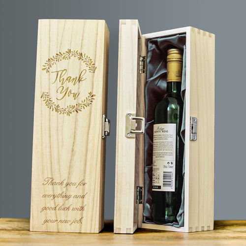 Personalised Wooden Wine Box - Thank You Gift