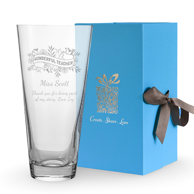 Personalised Wonderful Teacher Banner Conical Vase