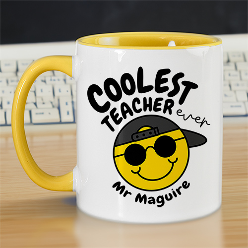 Personalised Coolest Teacher Ever Yellow Mug