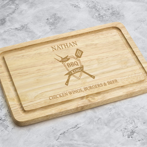 Personalised Wooden Chopping Board - The BBQ King Crest