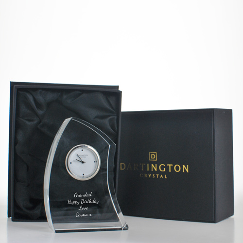 Personalised Crystal Clock By Dartington Crystal Crescent Design