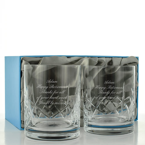 Personalised Cut Crystal Whiskey Tumbler Set