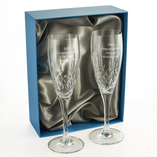 Mayfair 24% Lead Crystal Engraved Champagne Glasses