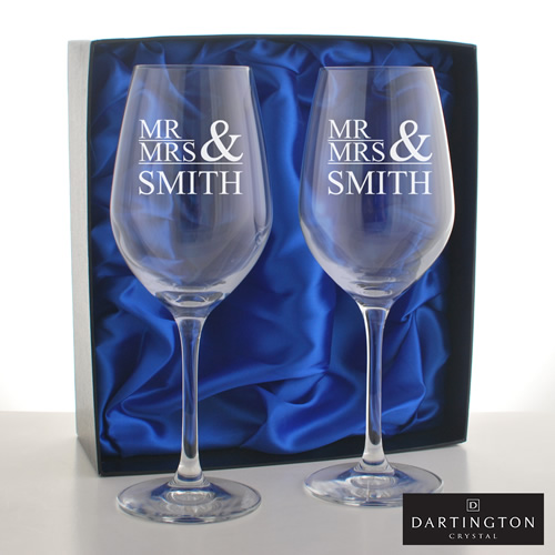 Personalised Mr And Mrs Wine Glasses
