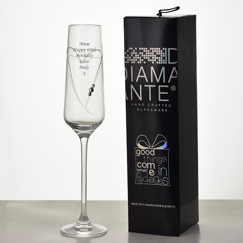 Personalised Heart Champagne Flute With Swarovski Elements
