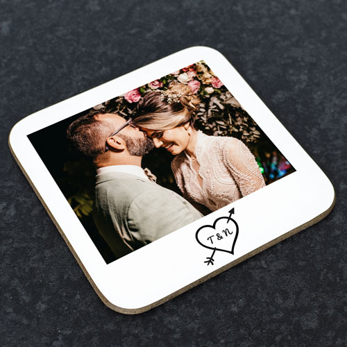 Personalised Retro Polaroid Photo Coaster For Couples