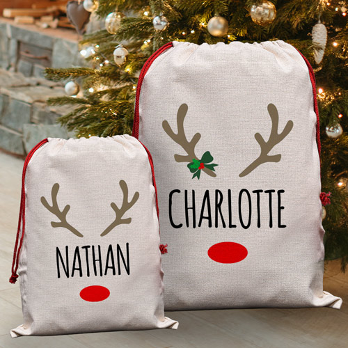 Personalised Rudolph Santa Sack Choose Design