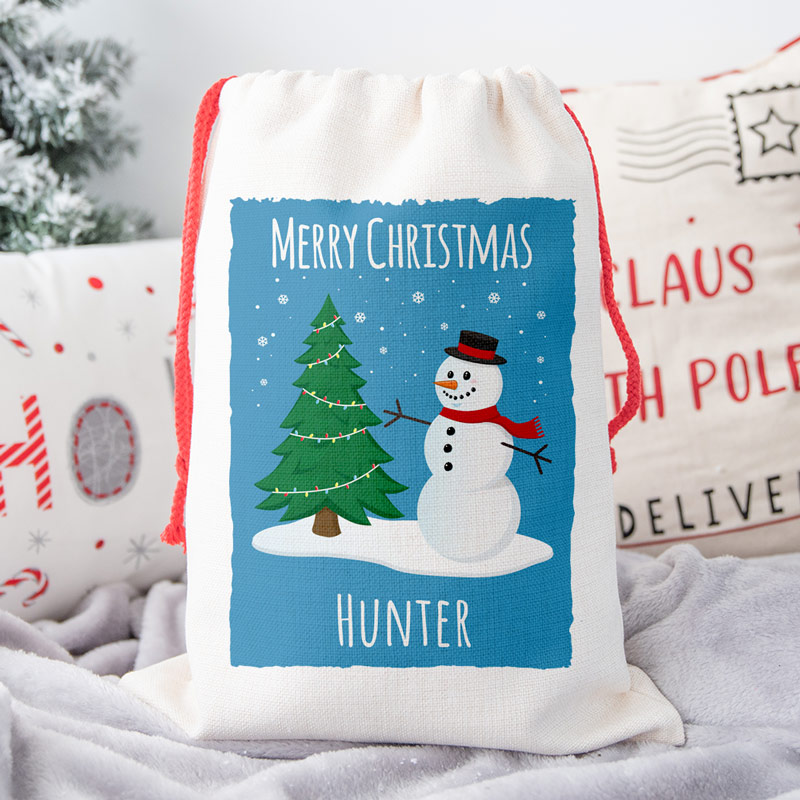 Personalised Christmas Santa Sack - Snowman
