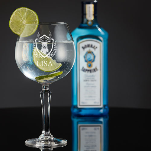 Personalised Stag Vintage Gin Ballon Glass