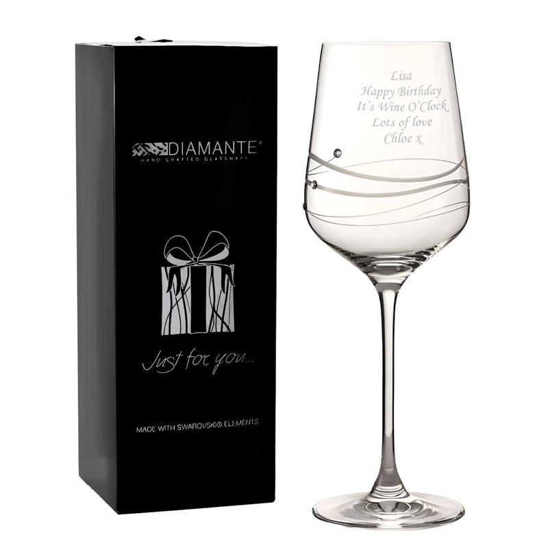 Personalised Wine Glass With Beautiful Swarovski Crystals
