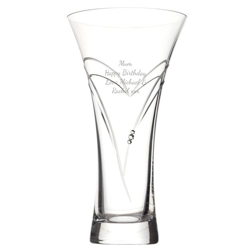 Personalised Crystal Heart Vase With Swarovski Elements