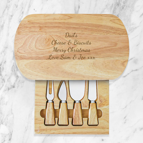 Personalised Large Wooden Cheeseboard Set