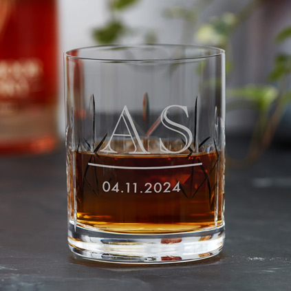 Engraved Initial And Message Monogram Crystal Whisky Glass