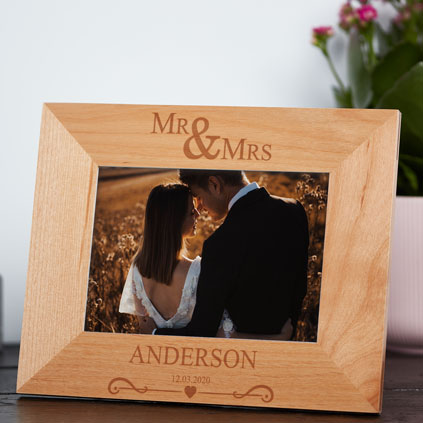 Mr And Mrs Personalised Wooden Frame