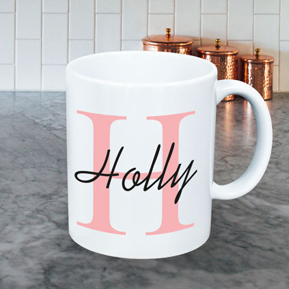 Personalised Mug - Any Name And Initial Choose Colour