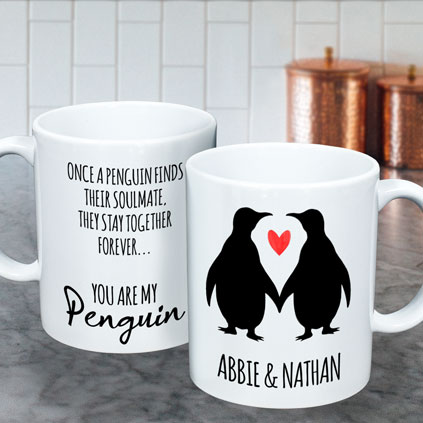 Personalised Mug - Penguin Soulmates Gift For Couples