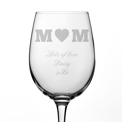 Mother's Day Heart Wine Glass
