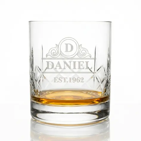 Engraved Monogram Crystal Whiskey Glass Engraved Monogram Crystal Whiskey Glass