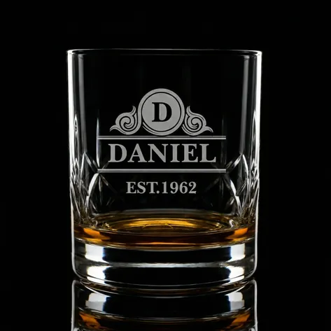 Engraved Monogram Crystal Whiskey Glass
