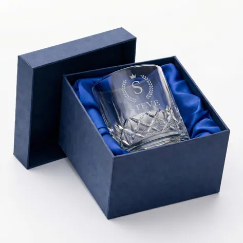 Personalised Crown Monogram Crystal Whisky Glass