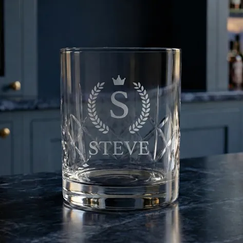 Personalised Crown Monogram Crystal Whisky Glass