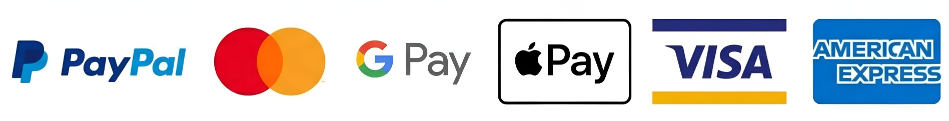 Accepted Payment Methods: PayPal, Mastercard, Google Pay, Apple Pay, Visa, American Express