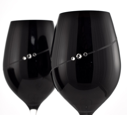 Personalised Black Wine Glasses With Swarovski Elements
