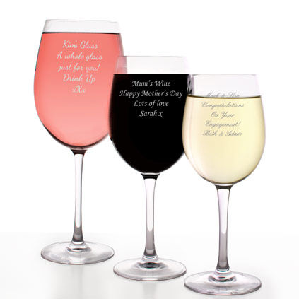 Personalized Wine Glasses - Fancy Initial Design - Wine Lover