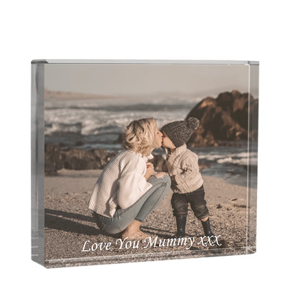 Personalised Photo Glass Block For Mum