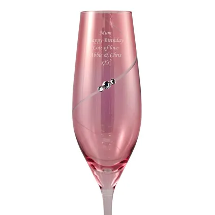 Personalised Pink Champagne Flute With Swarovski Elements