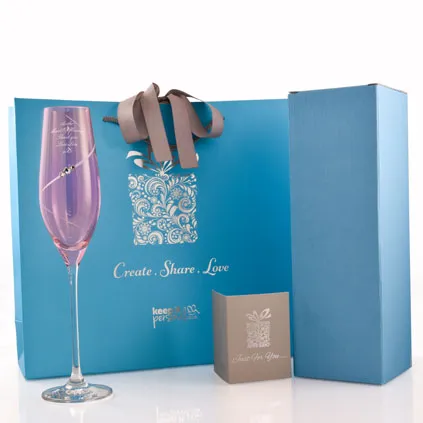 Personalised Pink Champagne Flute With Swarovski Elements