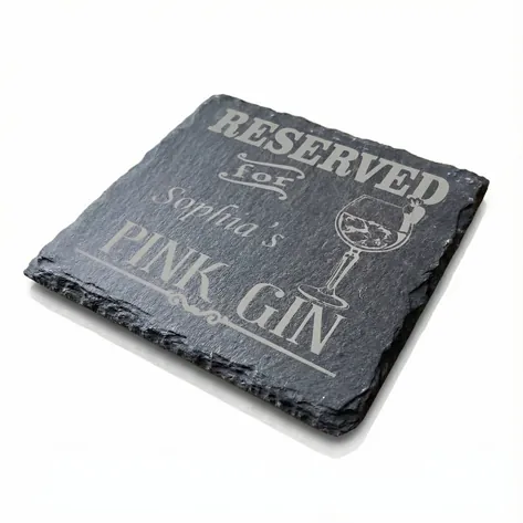 Personalised Pink Gin Slate Coaster
