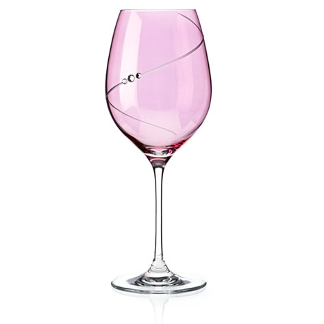 Personalised Pink Wine Glass With Swarovski Elements