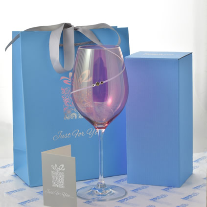 Personalised Pink Wine Glass With Swarovski Elements