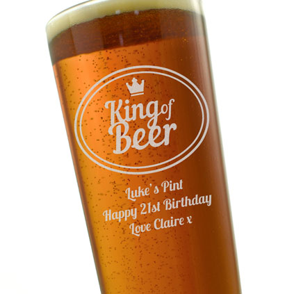 Personalised King Of Beer Straight Pint Glass