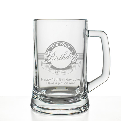 Personalised Birthday Pint Glass - Retro Style