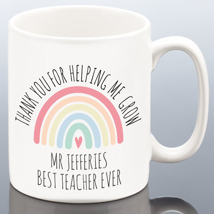Personalised Watercolour Rainbow Mug Teacher Thank You Gift