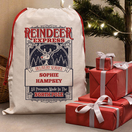 Personalised Christmas Santa Sack - Reindeer Express