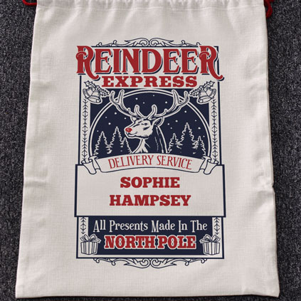 Personalised Christmas Santa Sack - Reindeer Express