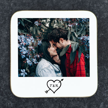 Personalised Retro Polaroid Photo Coaster For Couples