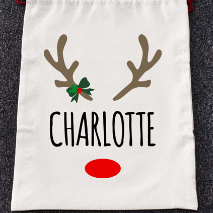 Personalised Rudolph Santa Sack Choose Design