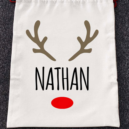 Personalised Rudolph Santa Sack Choose Design