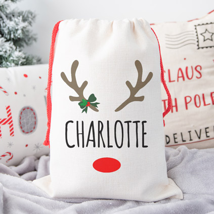 Personalised Rudolph Santa Sack Choose Design