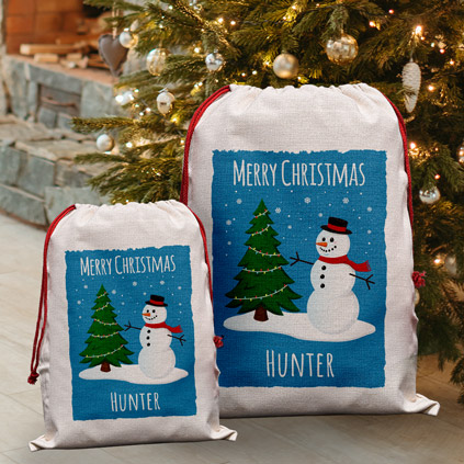 Personalised Christmas Santa Sack - Snowman
