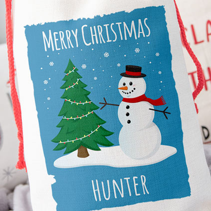 Personalised Christmas Santa Sack - Snowman