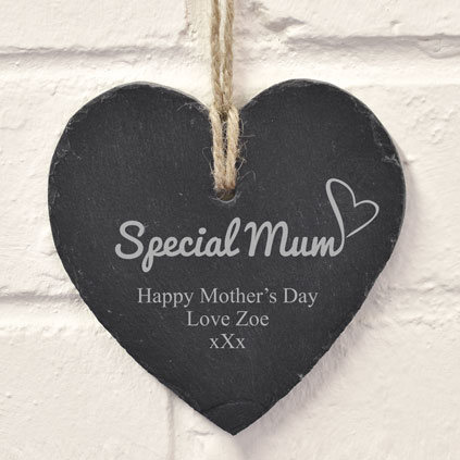 Personalised Hanging Slate Heart For A Special Mum