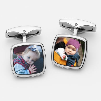 Personalised Photo Upload Chrome Cufflink Set