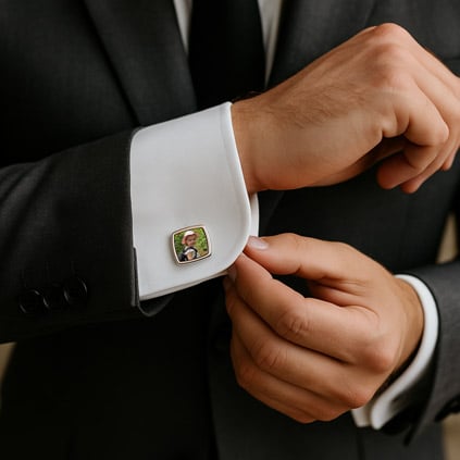 Personalised Photo Upload Chrome Cufflink Set