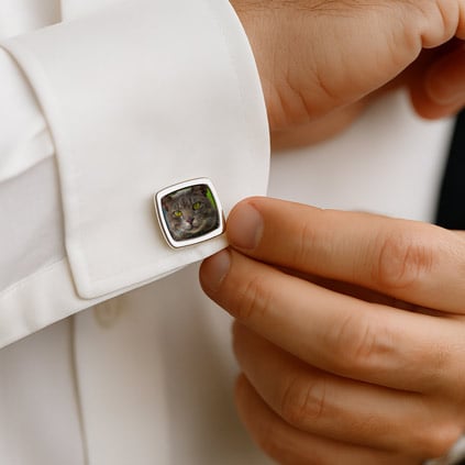 Personalised Photo Upload Chrome Cufflink Set